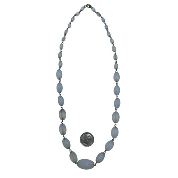 Vintage Art Deco Nouveau Opaline Opalite Graduated Glass Bead Necklace 19" - Picture 6 of 6